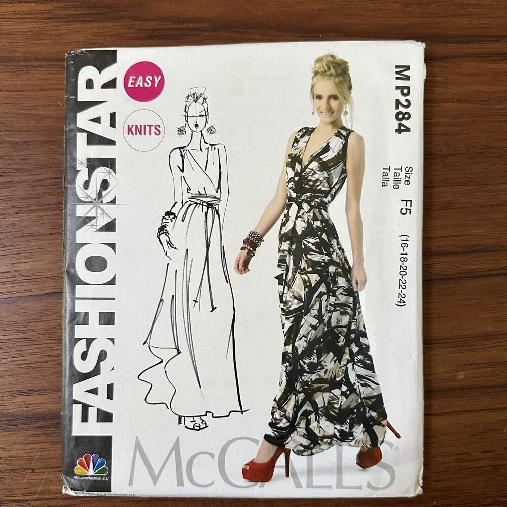 UNCUT McCall's Sewing Pattern MP284 Pullover Dress Mock Wrap Bodice 16-24